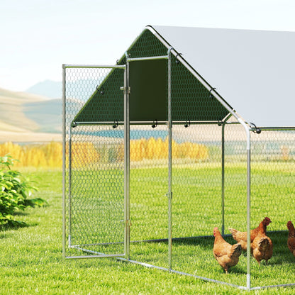 Pawhut Gallinero Para Exterior Grande 6,8x3x1,9 M 20,4 M² Con Cubierta Cerradura_3