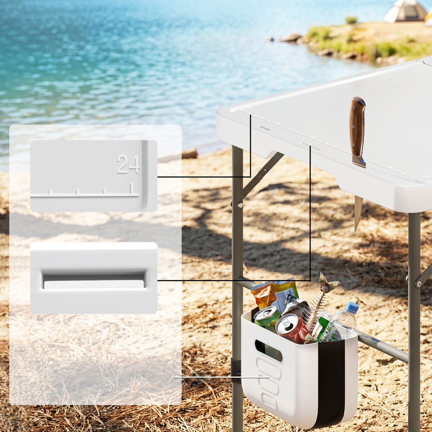 Outsunny Mesa Plegable Camping Con Fregadero Y Altura Regulable_3
