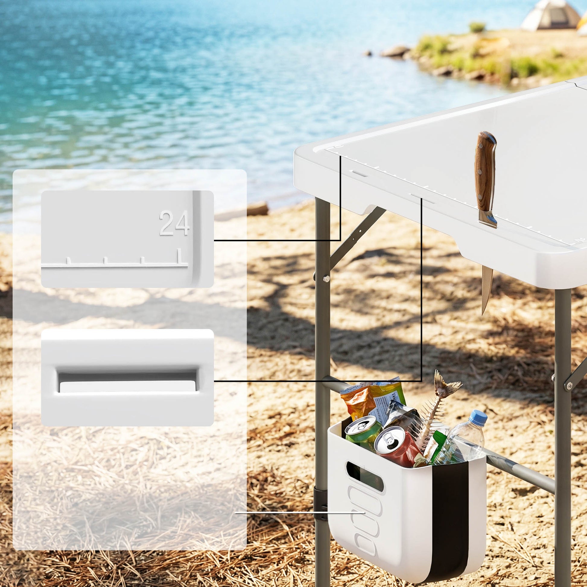 Outsunny Mesa Plegable Camping Con Fregadero Y Altura Regulable_3