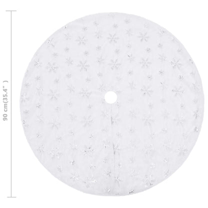 Vidaxl Falda De Árbol De Navidad De Lujo Blanca De 90 Cm De Piel Sintética_2