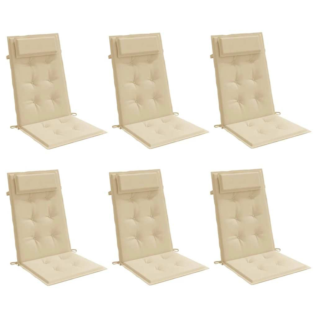 Vidaxl Cojines De Silla Con Respaldo Alto 6 Uds Tela Oxford Beige_0