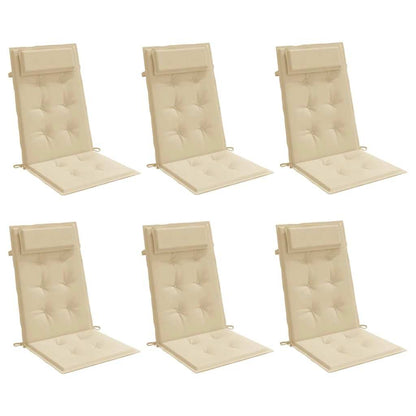 Vidaxl Cojines De Silla Con Respaldo Alto 6 Uds Tela Oxford Beige_0