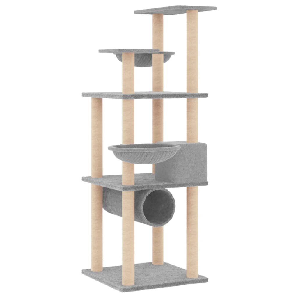 Vidaxl Rascador Para Gatos Con Postes De Sisal Gris Claro 141 Cm_4