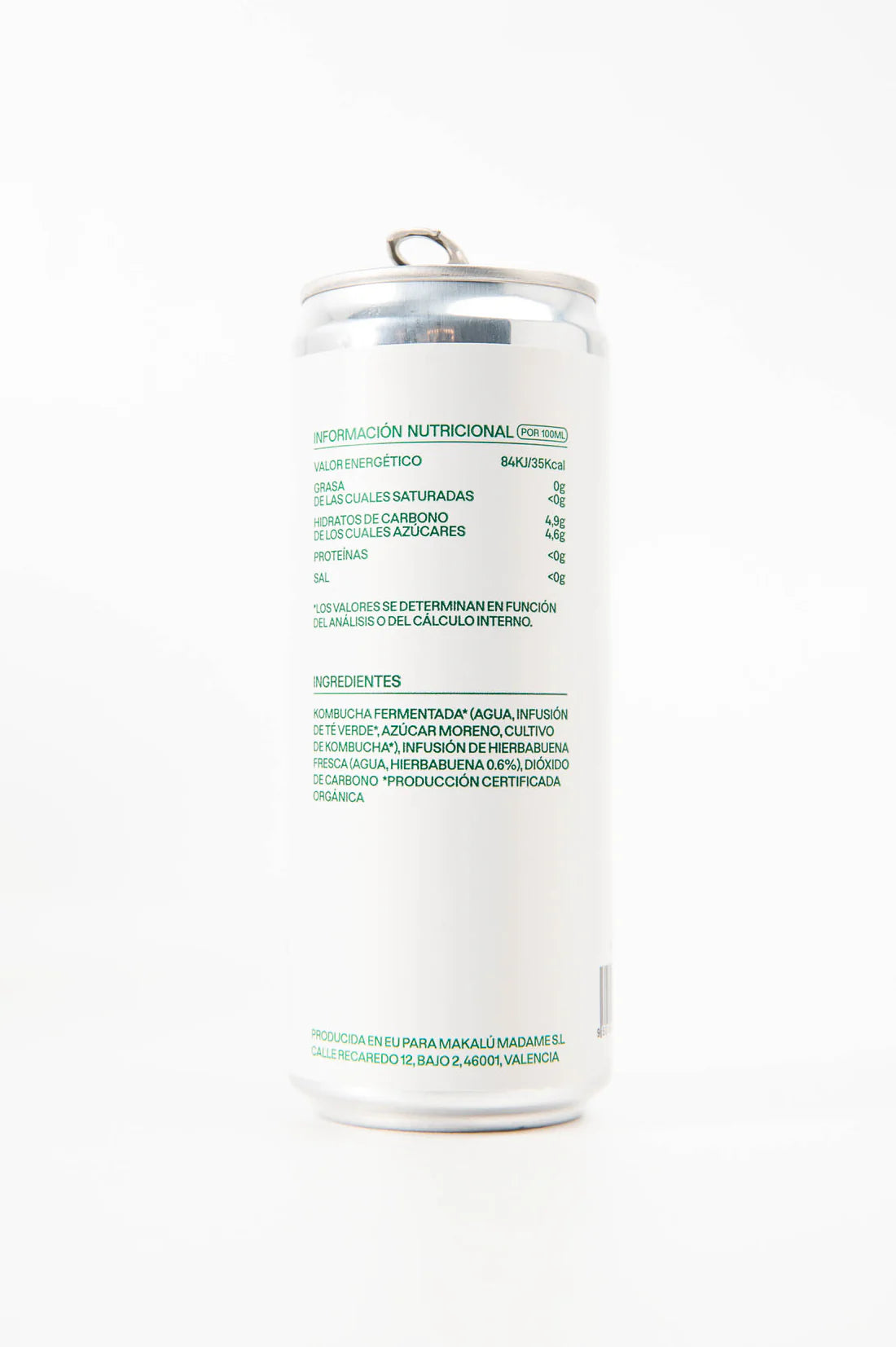 Kombucha vegana Makalú Pack 12 unidades Lata 330ml Sabor Hierbabuena_2