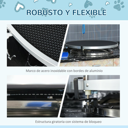 Pawhut Mesa De Aseo Peluquería Para Mascotas Base Giratoria Y Brazo Ajustable_5