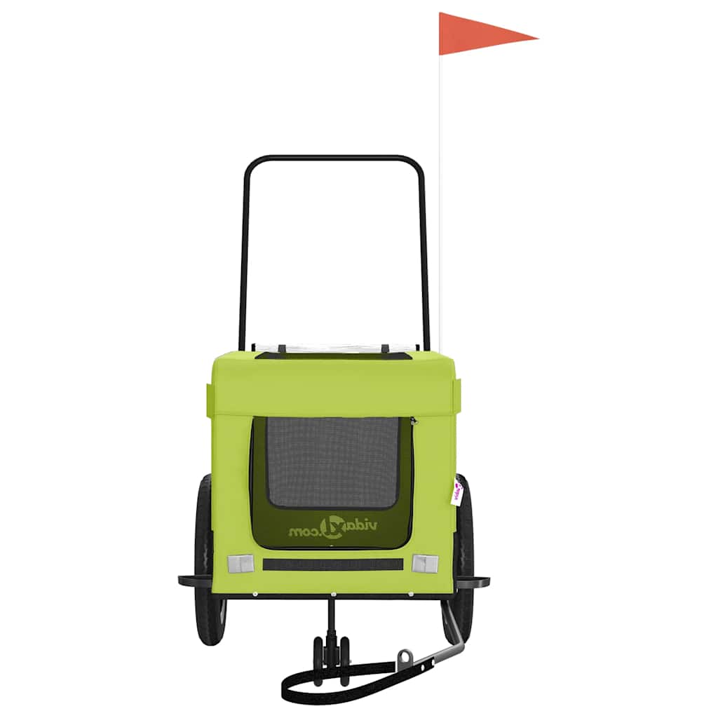 Remolque De Bicicleta Mascotas Hierro Tela Oxford Verde Negro_4