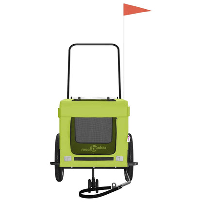 Remolque De Bicicleta Mascotas Hierro Tela Oxford Verde Negro_4