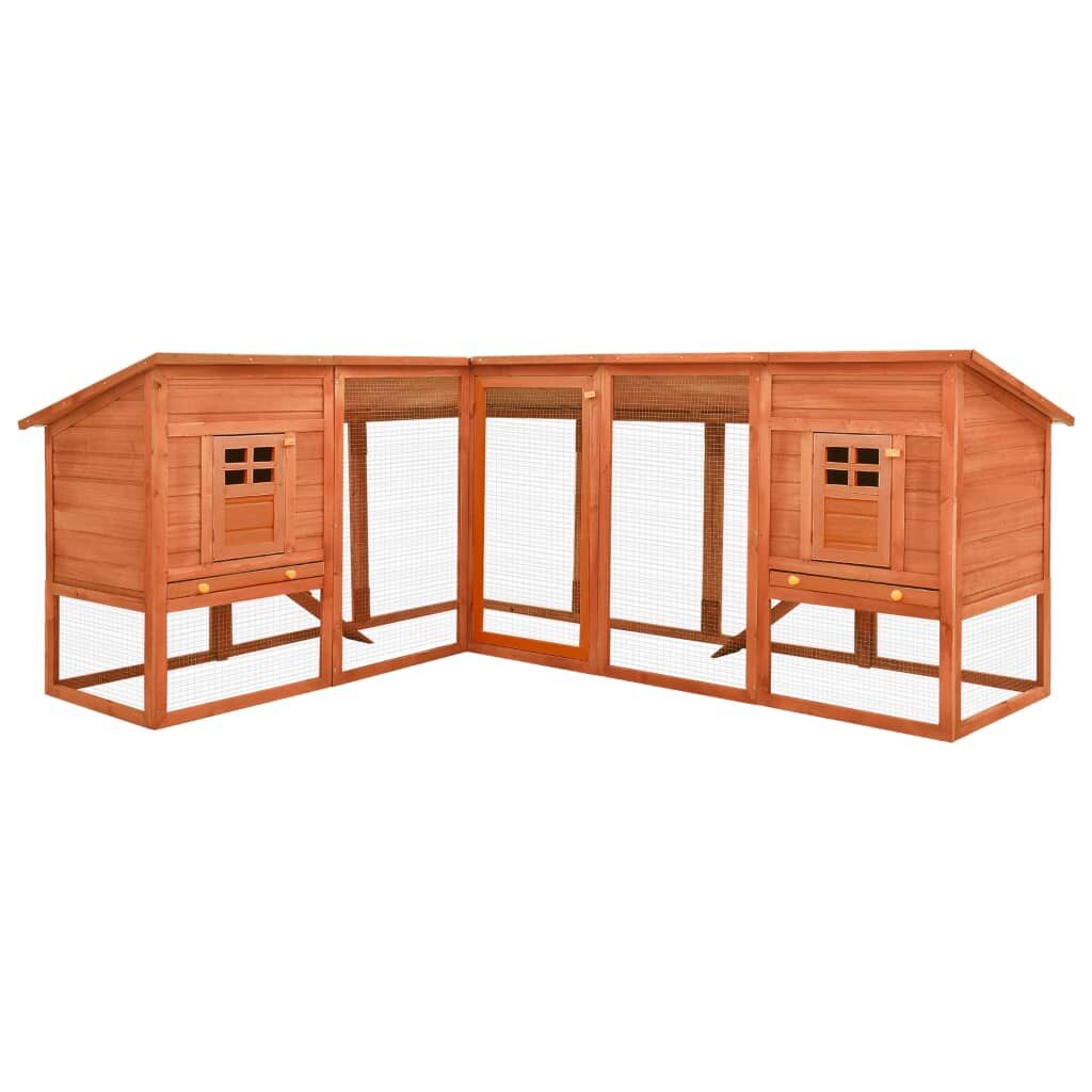 Vidaxl Conejera De Exterior Con Corredor Madera Maciza Abeto Marrón_0