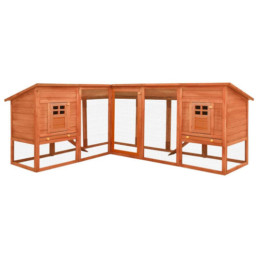 Vidaxl Conejera De Exterior Con Corredor Madera Maciza Abeto Marrón_0