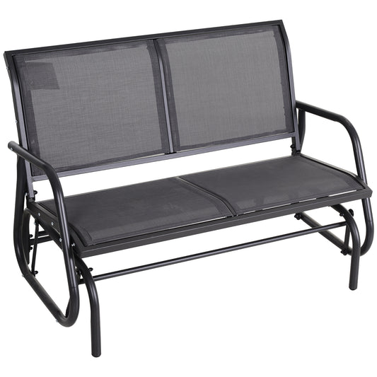 Outsunny Banco Balancín De 2 Plazas De Jardín Tubo De Metal 120x70x85 Cm Gris_0