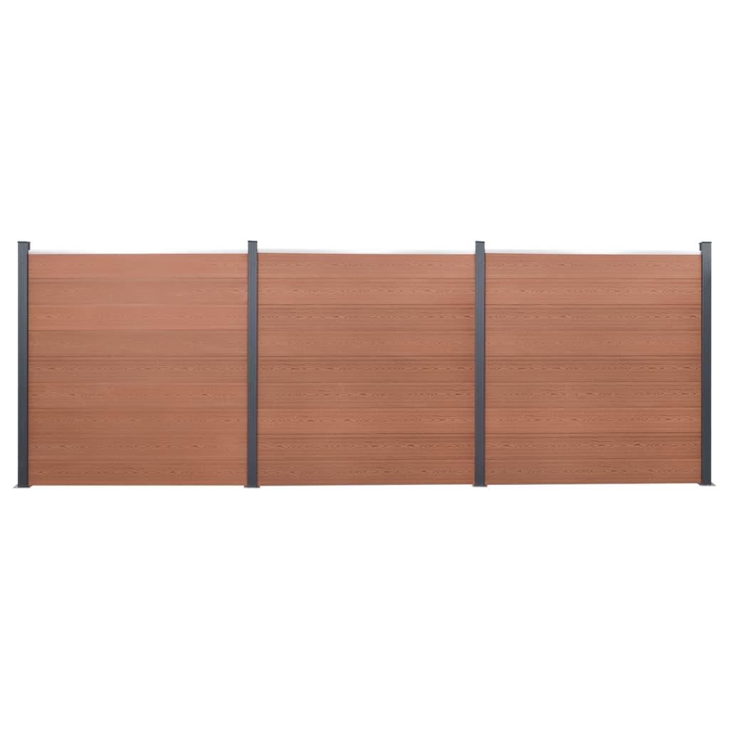 Juego De Paneles De Valla Wpc Marrón 526x186 Cm / Vetonek_2