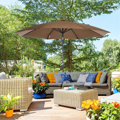 Outsunny Sombrilla De Jardín Ø300x252 Cm Con Manivela Techo Inclinable Marrón_1