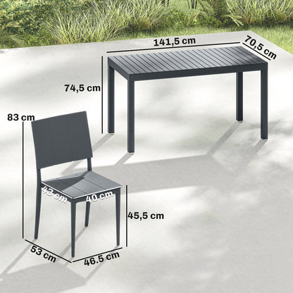 Outsunny Conjunto De Mesa Y Sillas Jardín De 5 Piezas Con Sillas Apilables Gris_2