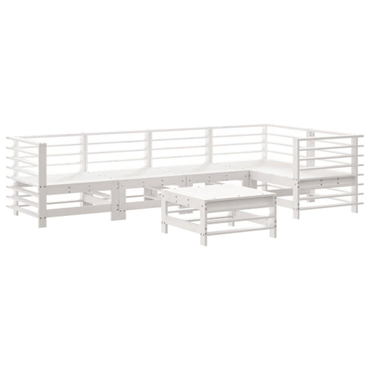 Vidaxl Juego De Muebles De Jardín 6 Piezas Madera Maciza Pino Blanco_0