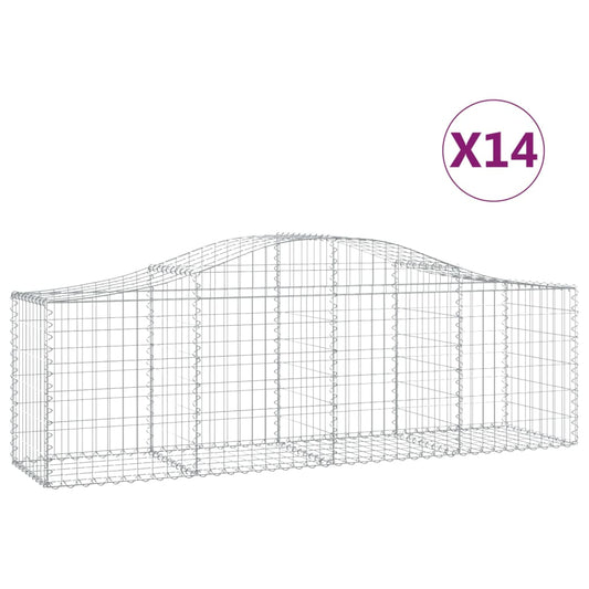 Cestas De Gaviones 14 Uds Forma De Arco Hierro 200x50x60/80 Cm_0