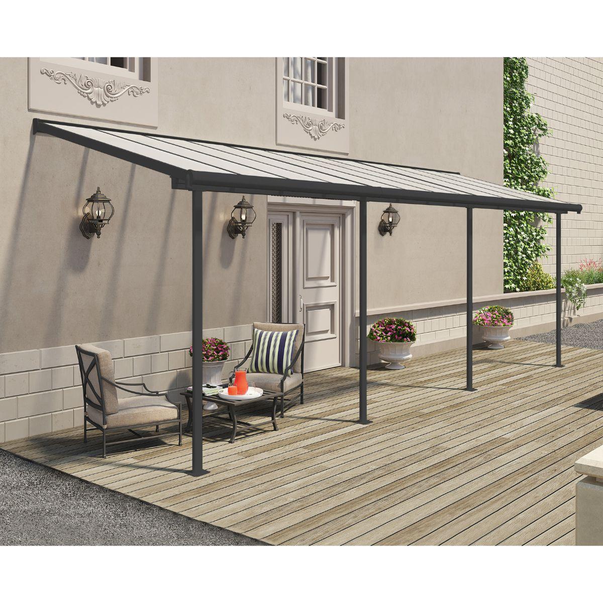Pérgola adosada Sierra 224x670 cm gris