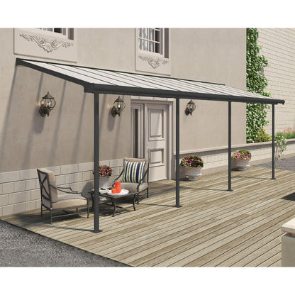Pérgola adosada Sierra 224x670 cm gris