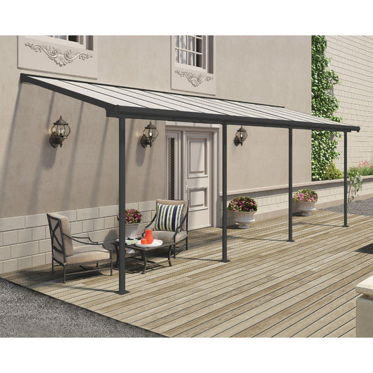 Pérgola adosada Sierra 224x670 cm gris