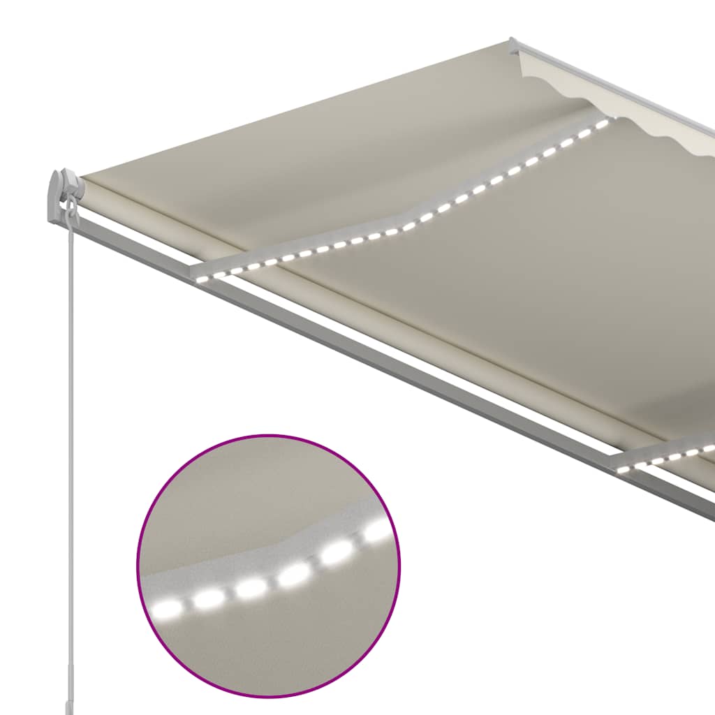 Toldo Manual Retráctil Con Led Crema 300x250 Cm_3