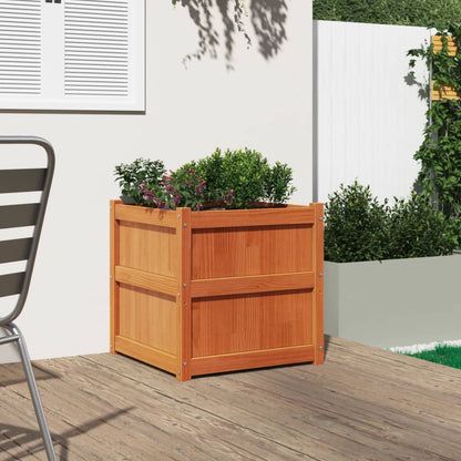 Jardinera Exterior Madera Maciza Pino Marrón Cera 60x60x60 Cm_2