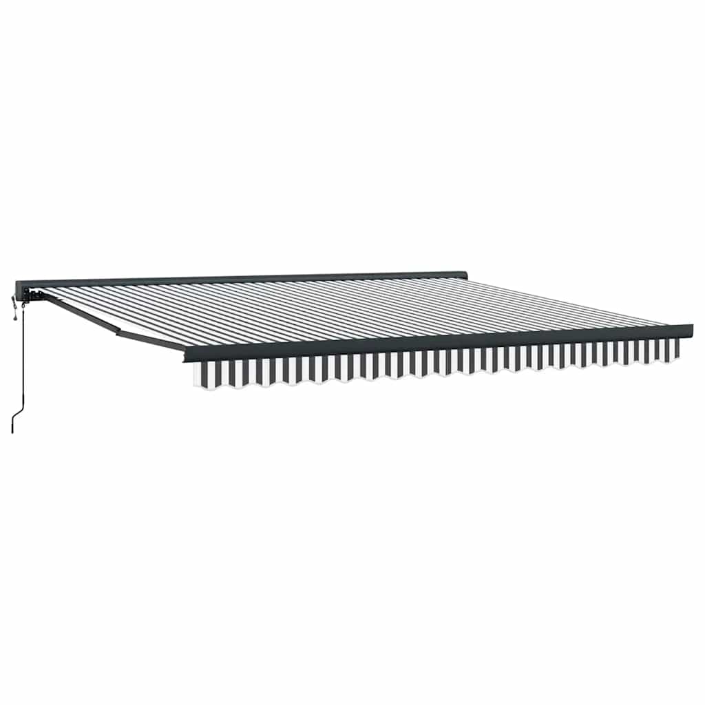 Toldo Retráctil Aluminio Y Tela Gris Antracita Y Blanco 4x3 M_0