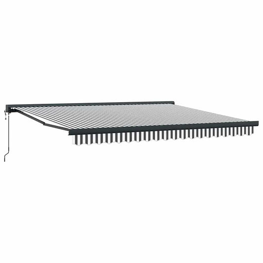 Toldo Retráctil Aluminio Y Tela Gris Antracita Y Blanco 4x3 M_0