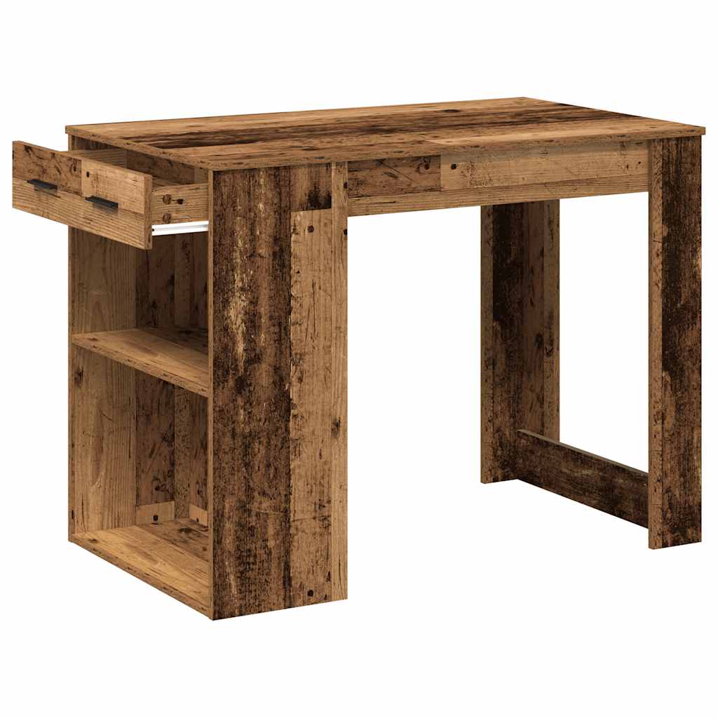 Escritorio Con Cajón Estante Madera Contrachapada Madera Vieja_3