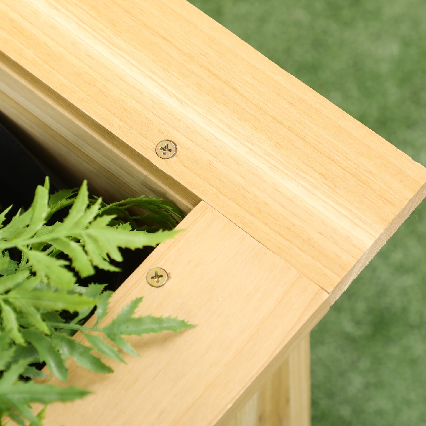 Outsunny Jardinera Elevada De Madera En Forma De L 120x120x50 Cm Natural_3