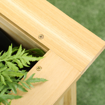 Outsunny Jardinera Elevada De Madera En Forma De L 120x120x50 Cm Natural_3