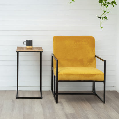 Wellhome Mesa Extremo Sofá Metal Negro Y Madera