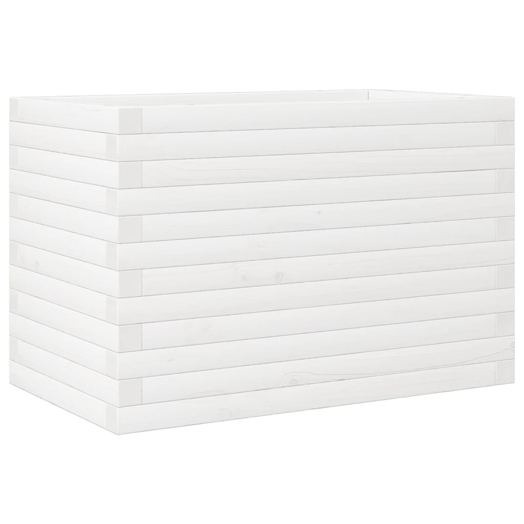 Jardinera De Madera Maciza De Pino Blanca 70x40x46 Cm_0
