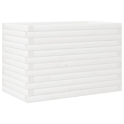 Jardinera De Madera Maciza De Pino Blanca 70x40x46 Cm_0