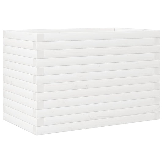 Jardinera De Madera Maciza De Pino Blanca 70x40x46 Cm_0