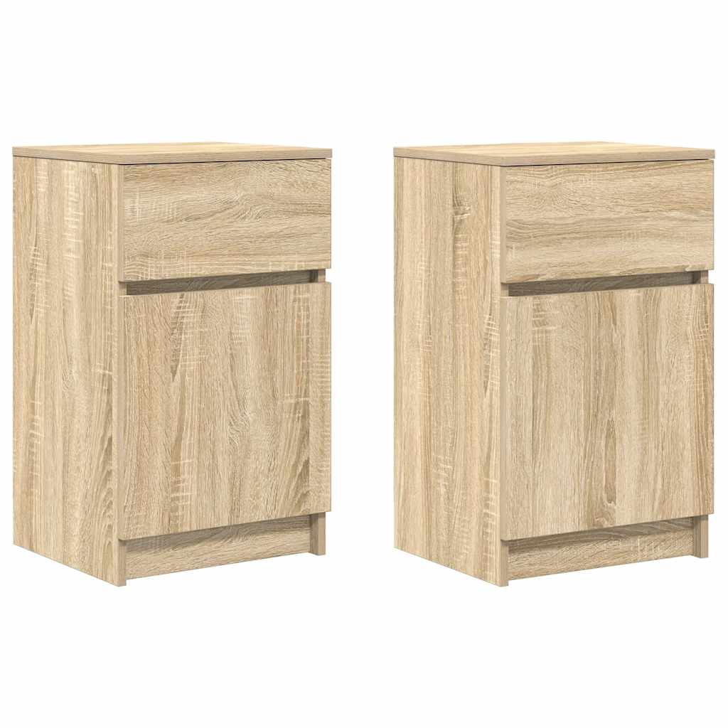 Mesitas Noche 2 Uds Madera Ingeniería Roble Sonoma 39x35x65 Cm_0
