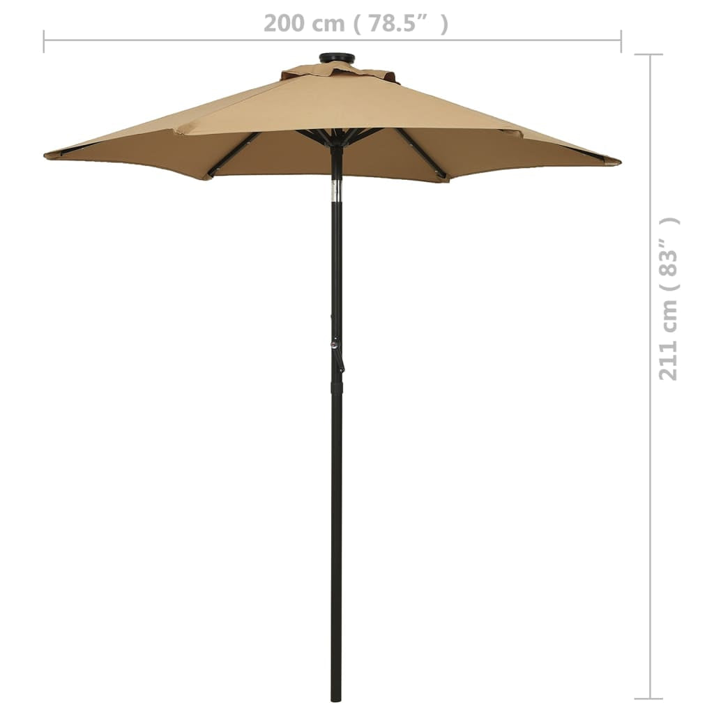 Vidaxl Sombrilla De Jardín Con Luces Led Aluminio Taupe 200x211 Cm_2