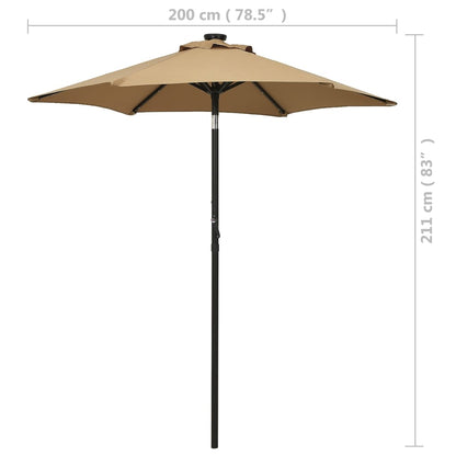 Vidaxl Sombrilla De Jardín Con Luces Led Aluminio Taupe 200x211 Cm_2