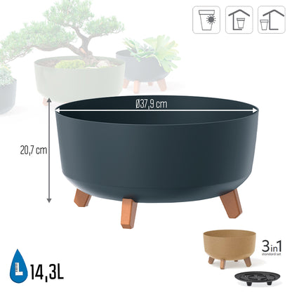 Macetero Color Antracita,sin Depósito , Colección Gracia De 38 X 38 X 19,5 Cm, Capacidad De 14,3 L.