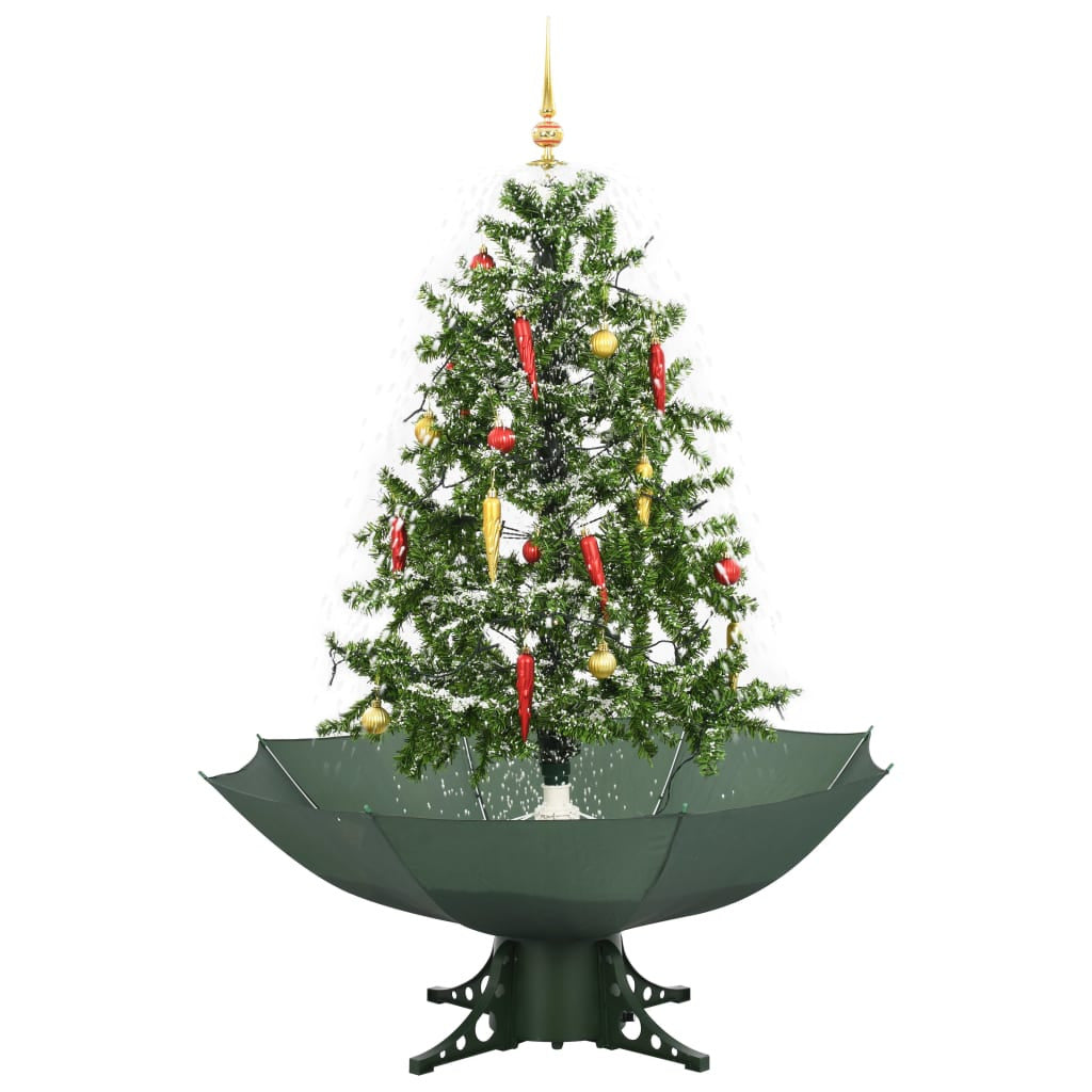 Vidaxl Árbol De Navidad Con Nieve Con Base En Paraguas Verde 140 Cm_1