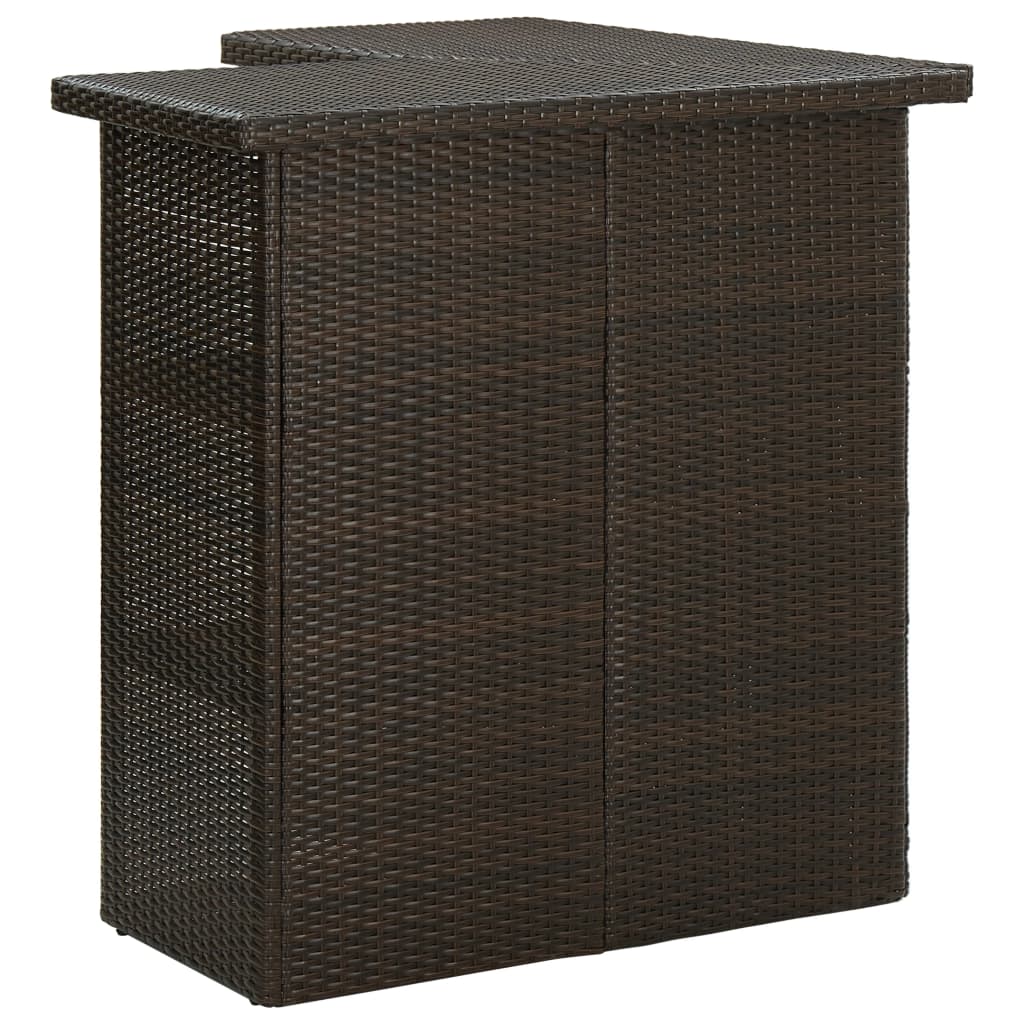Mesa De Bar De Esquina Marrón Ratán Sintético 100x50x105 Cm_1