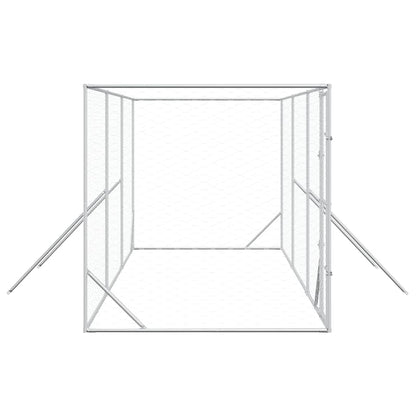Perrera De Exterior Acero Galvanizado Plateado 6x2x2 M_5
