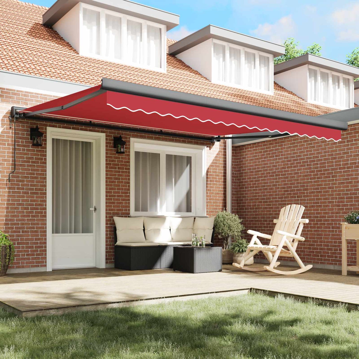 Toldo Retráctil Rojo 400 X 300 X 165 Cm Tela Y Metal_2