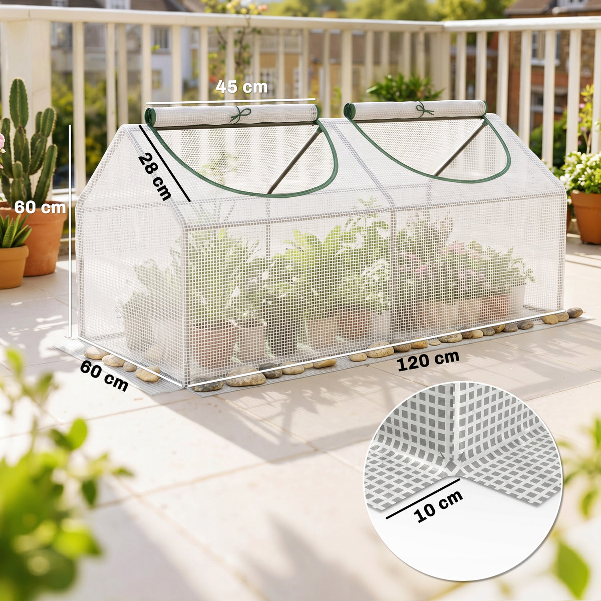 Invernadero De Terraza Outsunny Acero, Pe Blanco 120x60x60 Cm_2