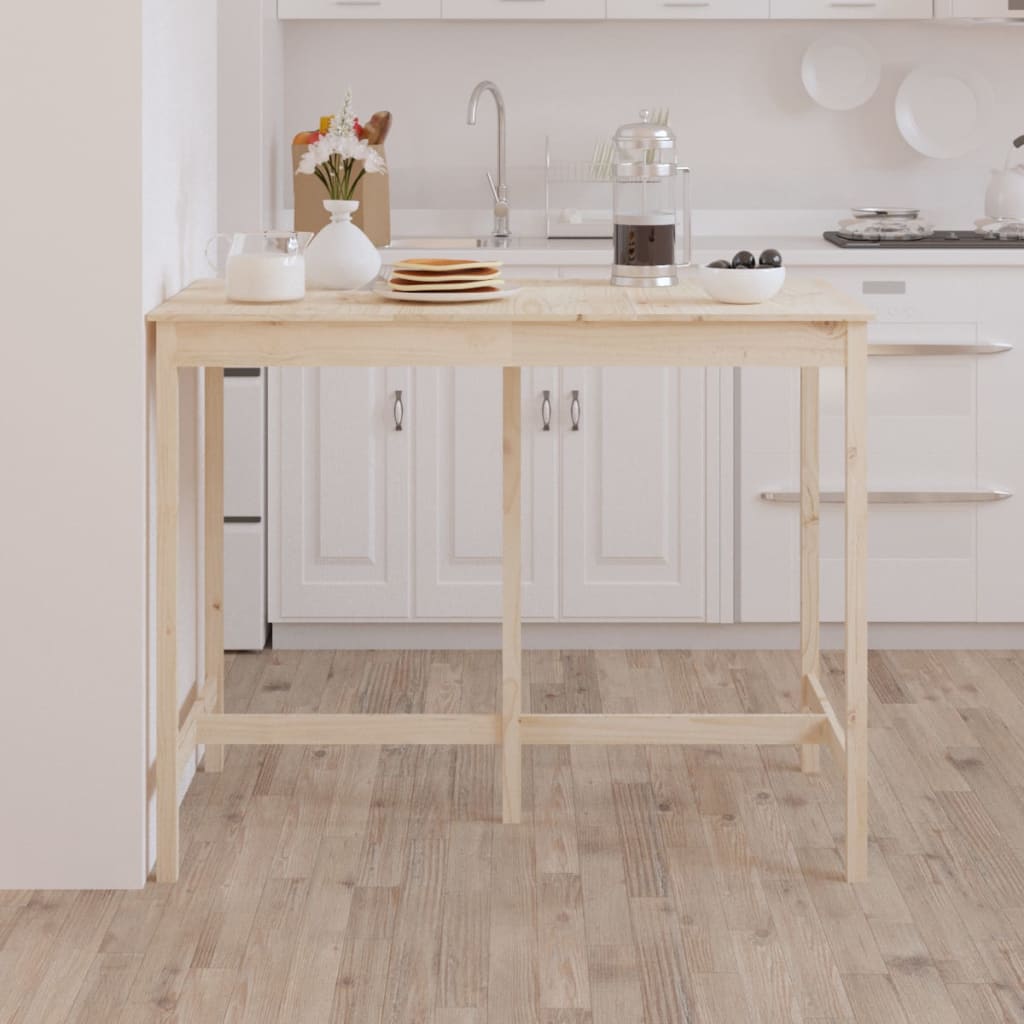 Mesa Alta De Bar De Madera Maciza De Pino 140x80x110 Cm_3