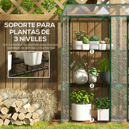 Outsunny Invernadero De Jardín De 3 Niveles 143x46x141/151 Cm Transparente_4