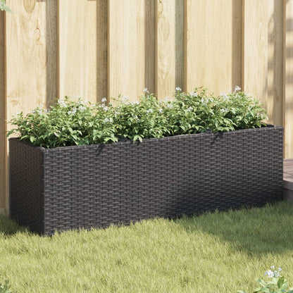 Jardinera Con 3 Maceteros Ratán Sintético Negro 105x30x32 Cm_1