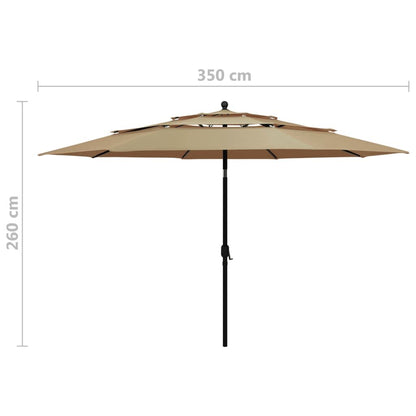 Vidaxl Sombrilla Jardín De 3 Niveles Con Palo De Aluminio Taupe 3,5 M_2