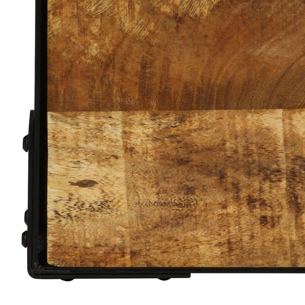 Mesa De Centro De Madera Maciza De Mango Rugosa Y Acero 110 Cm_4