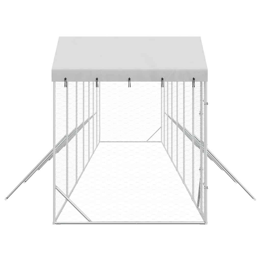Perrera De Exterior Con Techo Acero Galvanizado Plata 14x2x2,5m_5