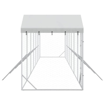 Perrera De Exterior Con Techo Acero Galvanizado Plata 14x2x2,5m_5