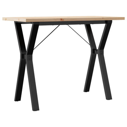 Mesa De Comedor Marco Y Madera Maciza Pino Acero 100x50x75,5 Cm_0